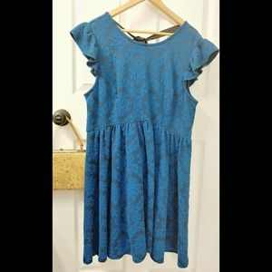Blue Brocade Party Dress